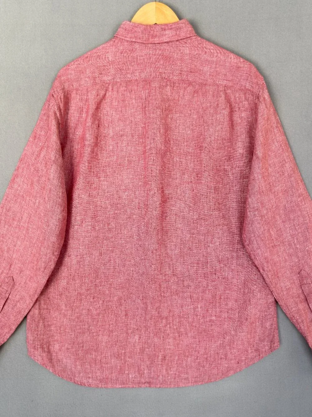J.Crew Shirt Mens Large Red Slim Fit Baird McNutt Irish Linen Long Sleeve